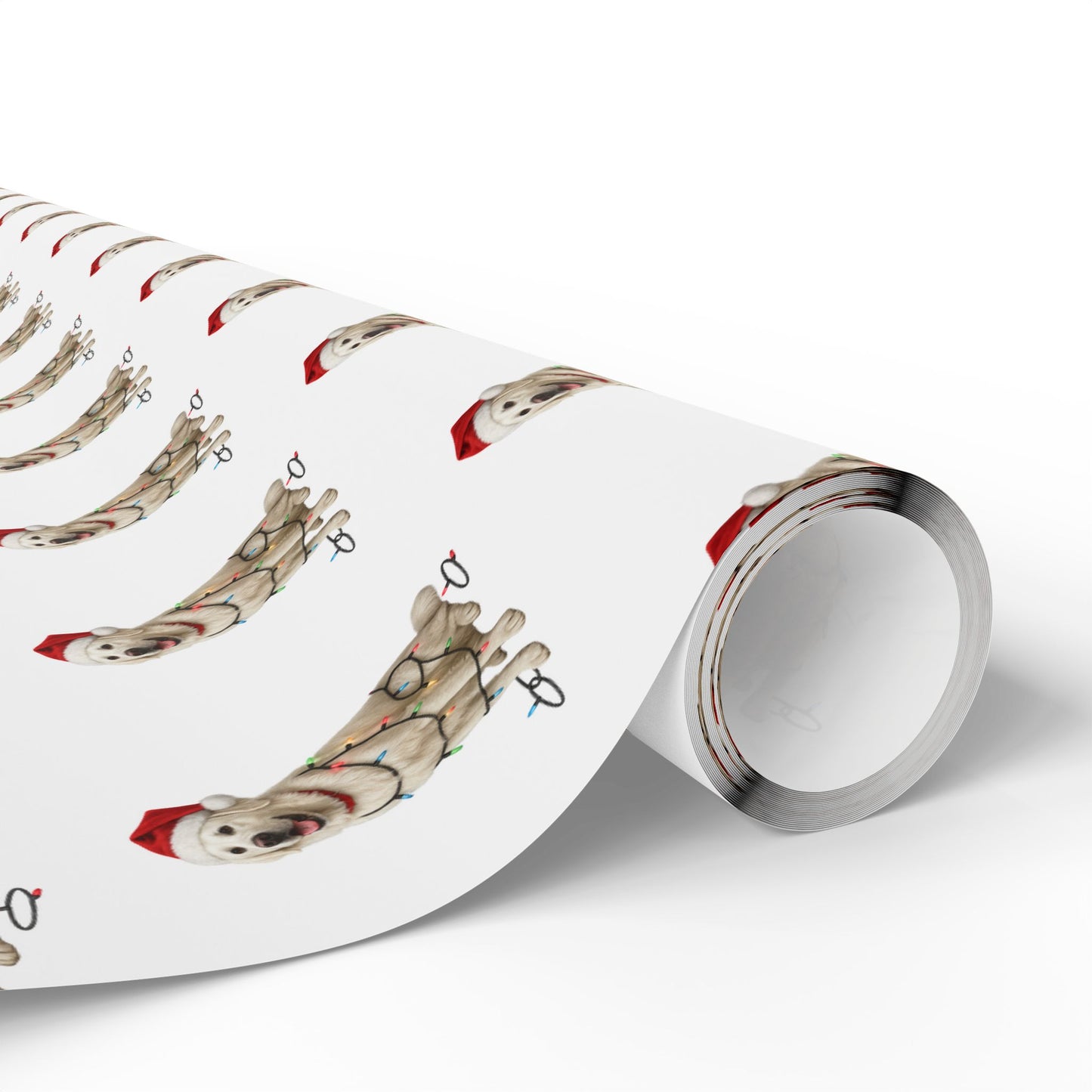 English Cream Golden Retriever Christmas Lights Wrapping Paper