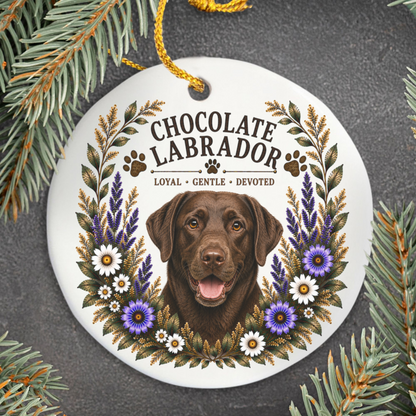Chocolate Lab Loyal • Gentle • Devoted Ornament