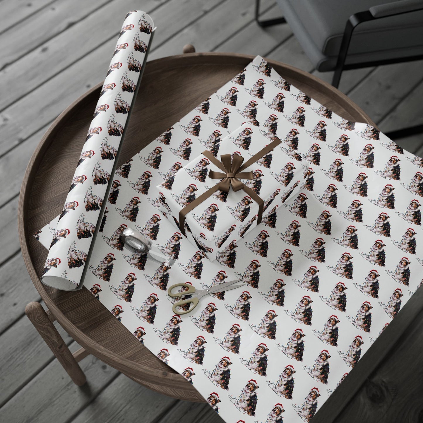 Collie Christmas Lights Wrapping Paper