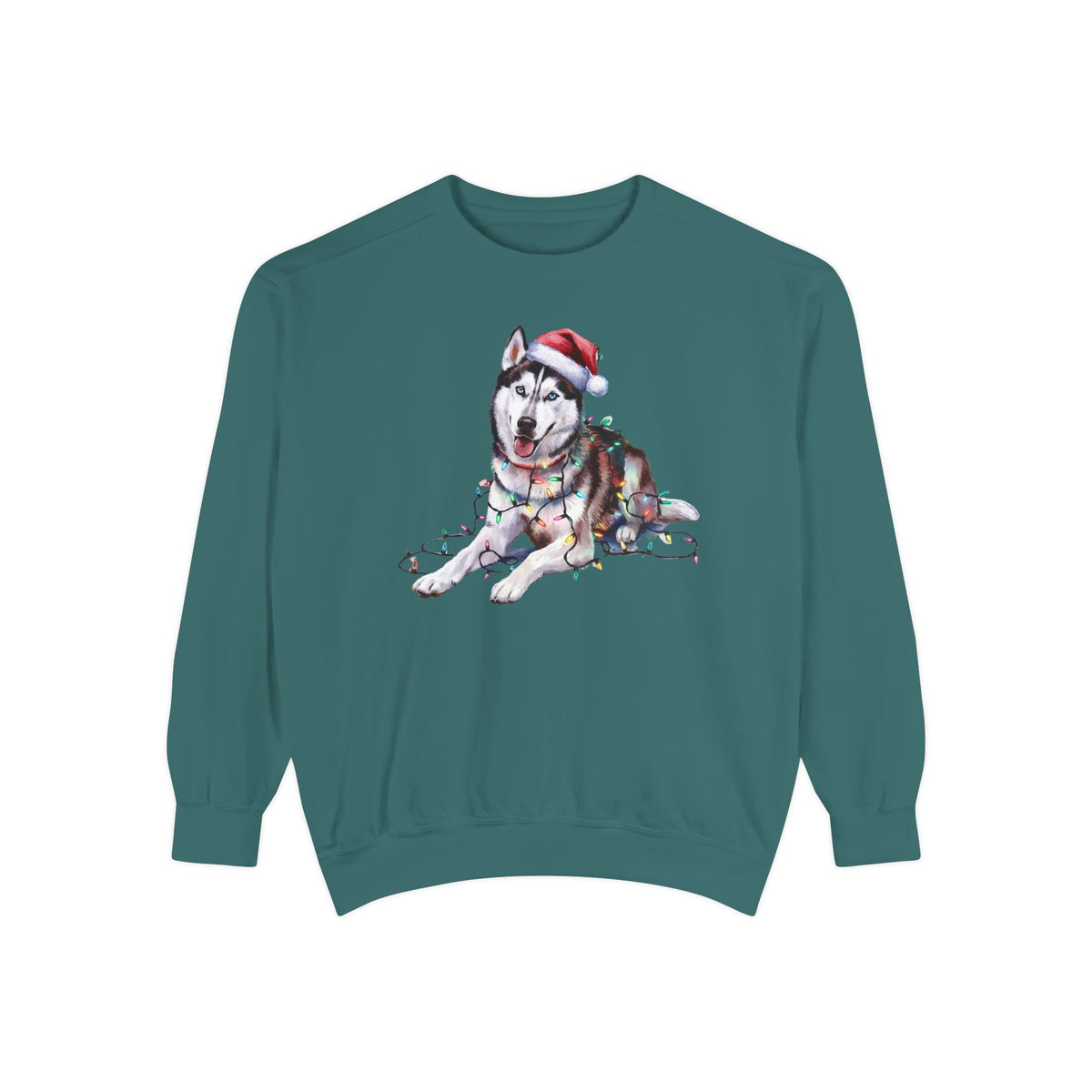 Christmas Siberian Husky Sweatshirt, Christmas Lights Dog