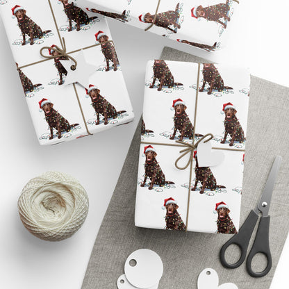Chocolate Labrador Christmas Lights Wrapping Paper