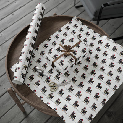 Black Shiba Inu Christmas Lights Wrapping Paper