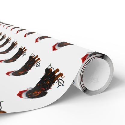 Black and Tan Cavalier King Charles Spaniel Christmas Lights Wrapping Paper