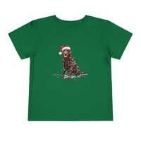 Load image into Gallery viewer, Christmas Chocolate Labrador Toddler Shirt, Christmas Lights Dog Tee, Christmas Dog, Lab Tee for Toddlers, Gift for Dog Lover, Chocolate Lab
