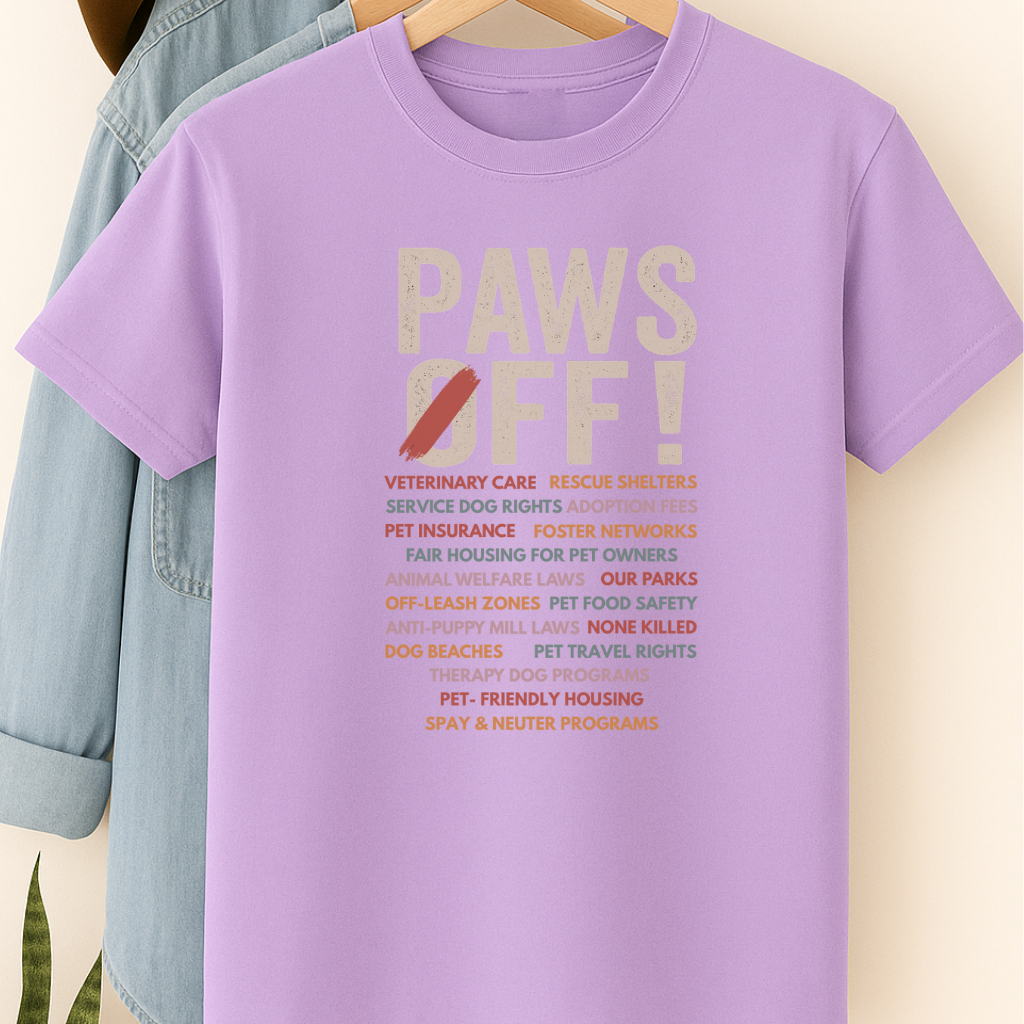 Paws Off Dog Advocacy Shirt Dog Lover Political Shirt Pet Rights T-Shirt Rescue Shelter Support Tee