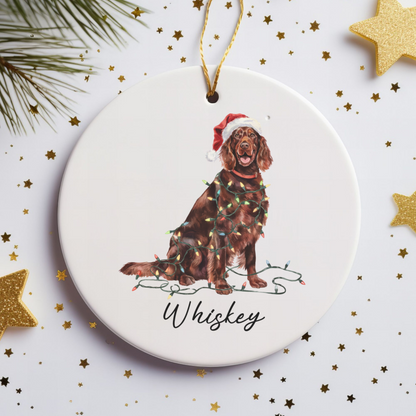 Personalized Irish Setter Christmas Ornament, Dog Lover Holiday Keepsake, Ceramic Tree Decor