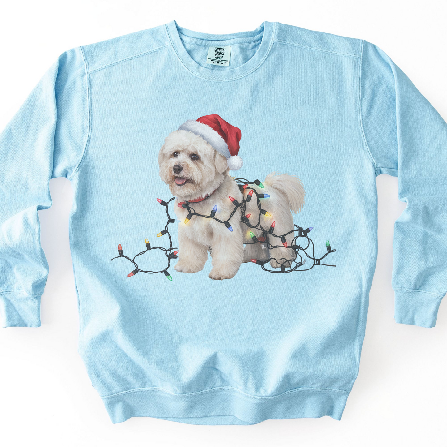 Christmas Bichon Frise Sweatshirt, Holiday Lights Dog Sweater, Bichon Mom Gift