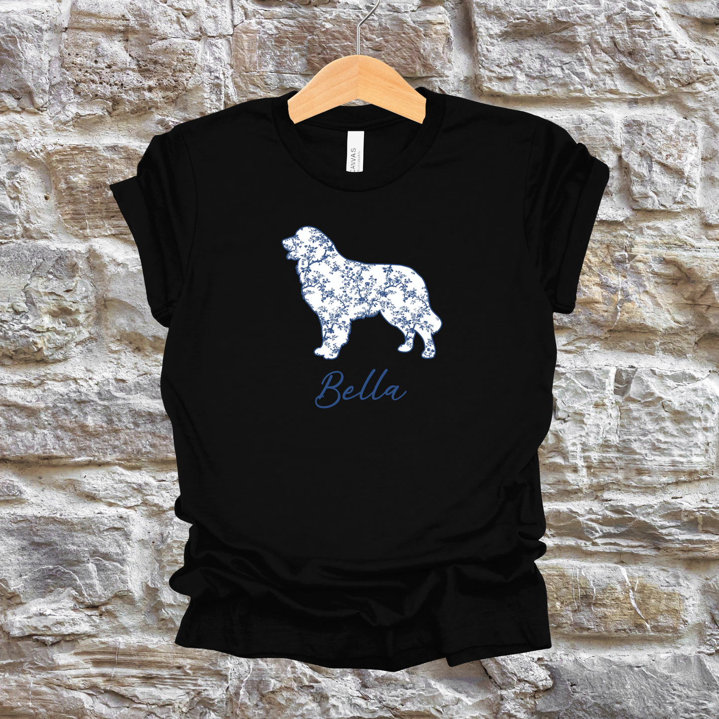 Custom Blue Floral Silhouette Dog Shirt/Hoodie/Tank - Personalize To Select Your Favorite Dog Breed