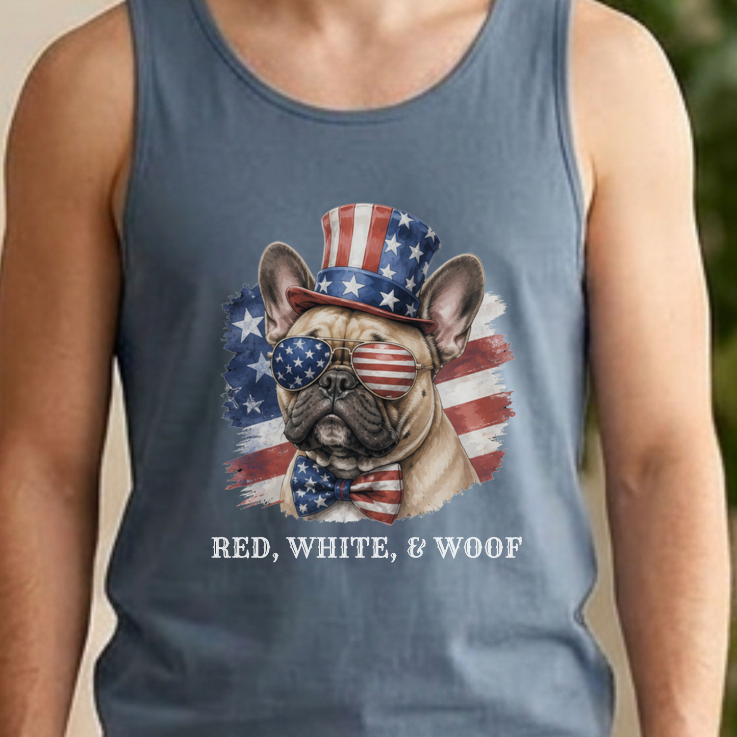 Patriotic French Bulldog Tank Top