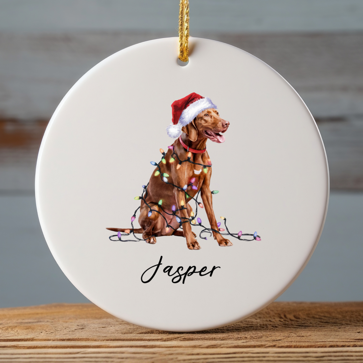 Personalized Vizsla Ornament, Christmas Dog Ornament