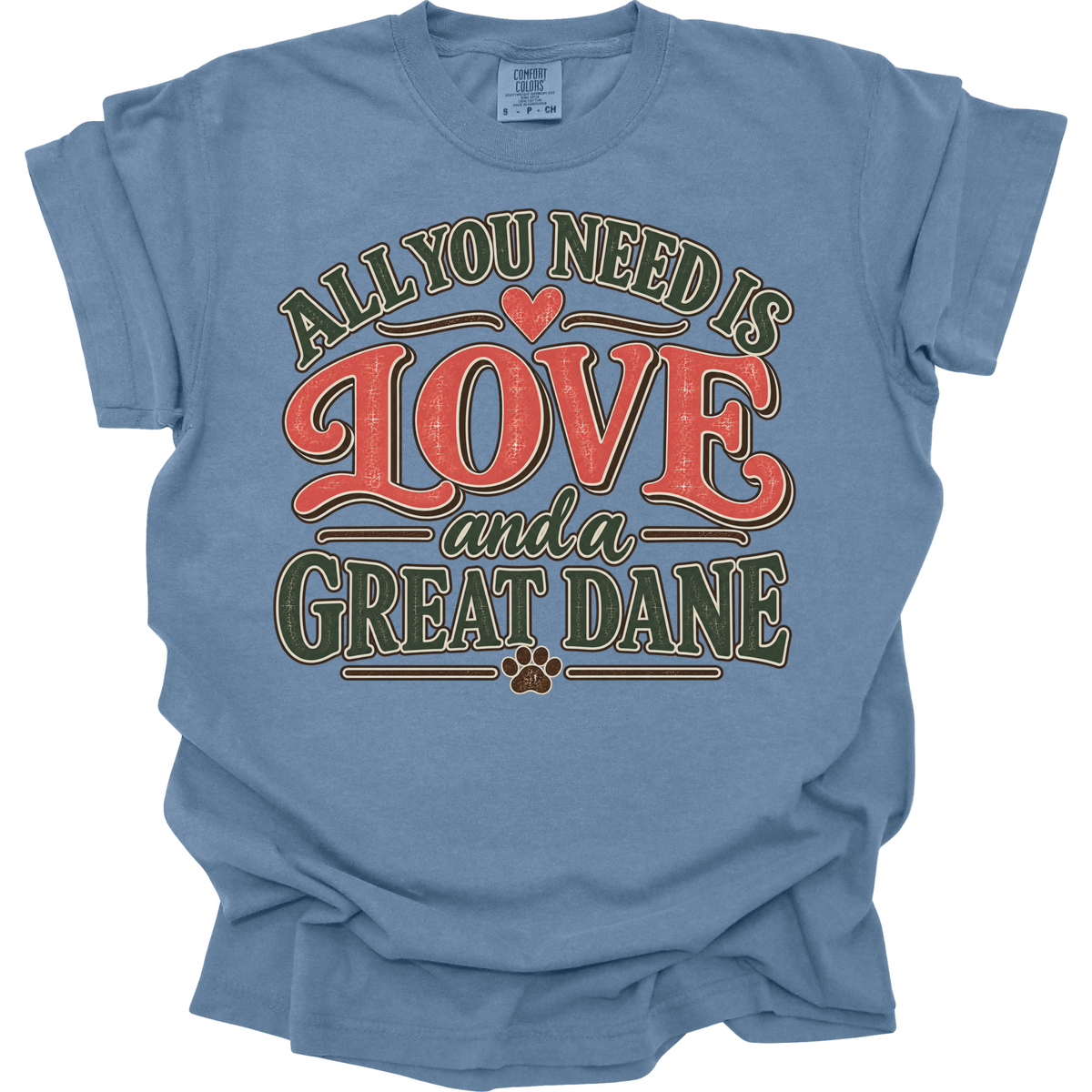 Great Dane Shirt, Great Dane Mom Gift, All You Need Is Love Dog Tee