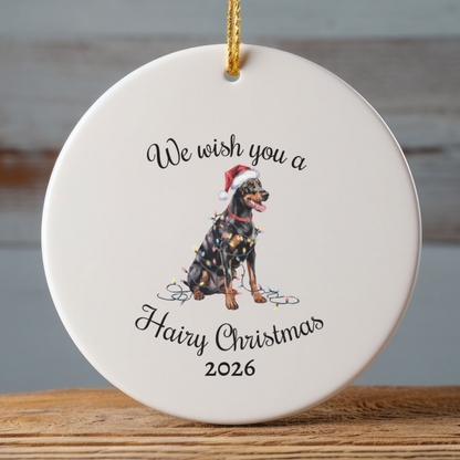 Christmas Doberman Ornament, Christmas Lights Dog Keepsake