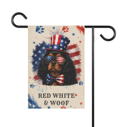 Patriotic Black and Tan Cavalier Garden Flag