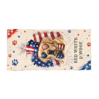 Yellow Labrador Patriotic Beach Towel