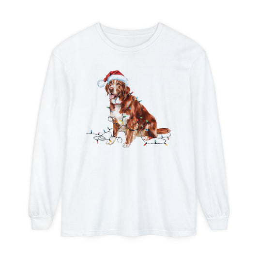 Christmas Nova Scotia Duck Tolling Retriever Long Sleeved Shirt, Christmas Lights Dog Tee, Christmas Dog Tee, Retriever Mom Tshirt