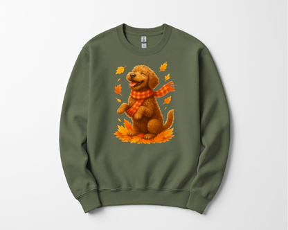 Portuguese Water Dog Autumn Shirt, Cozy Fall Dog Sweatshirt, Cute Brown Dog Lover Gift, Seasonal Apparel Pullover