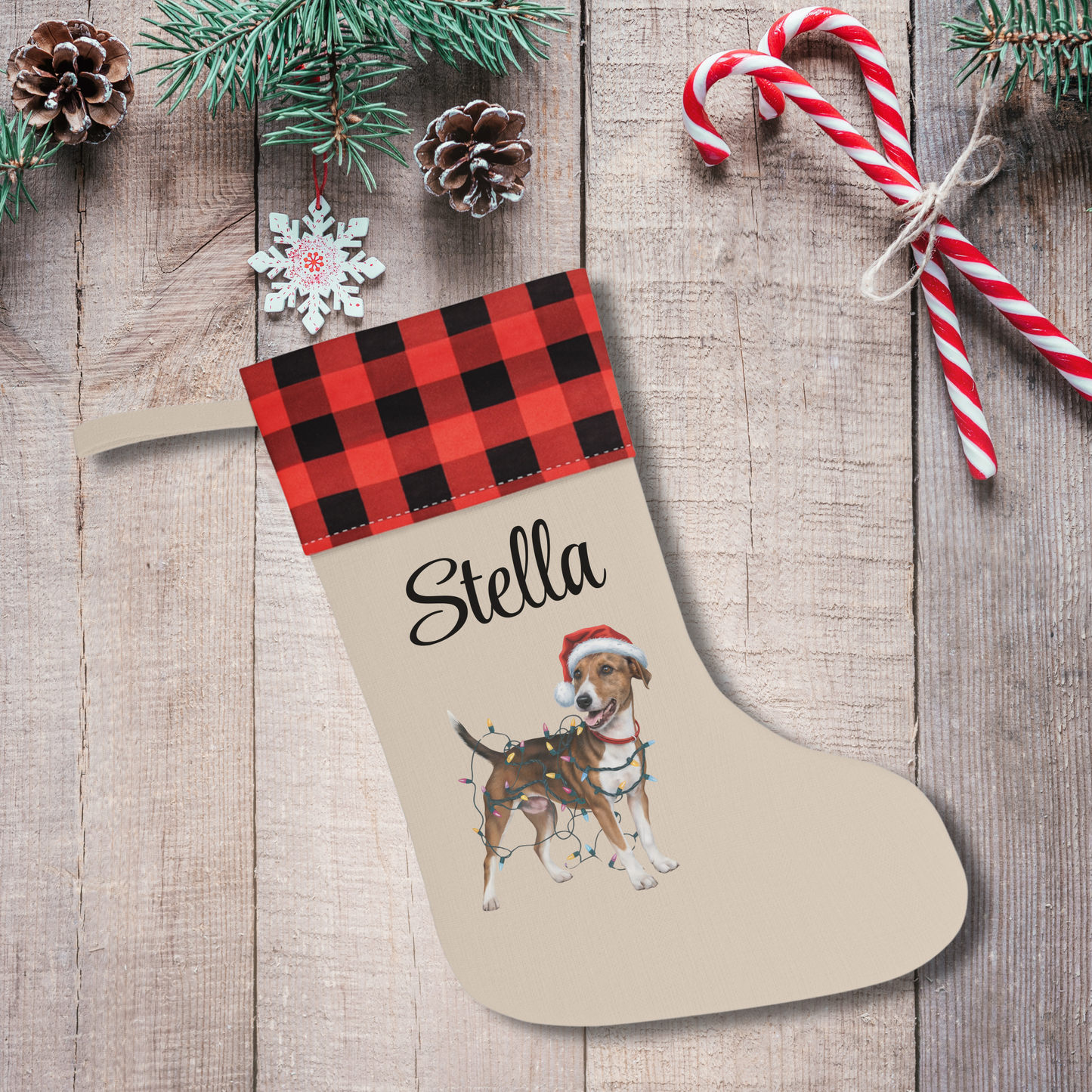 Personalized Smooth Fox Terrier Christmas Stocking, Holiday Decor Gift for Pet Lovers