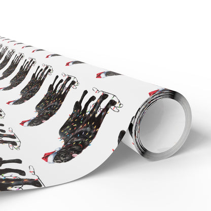 Black Newfoundland Christmas Lights Wrapping Paper