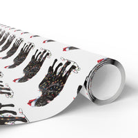 Load image into Gallery viewer, Black Newfoundland Christmas Lights Wrapping Paper
