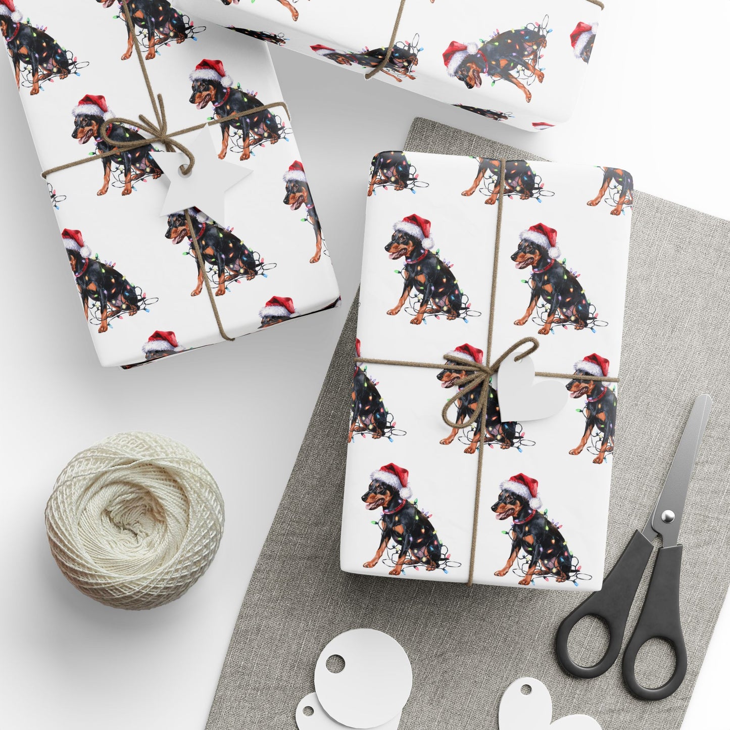 Miniature Pinscher Christmas Lights Wrapping Paper