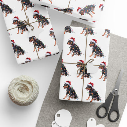 Miniature Pinscher Christmas Lights Wrapping Paper