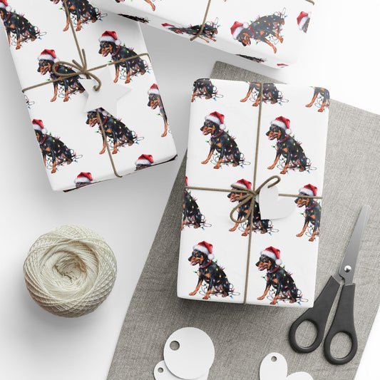 Miniature Pinscher Christmas Lights Wrapping Paper