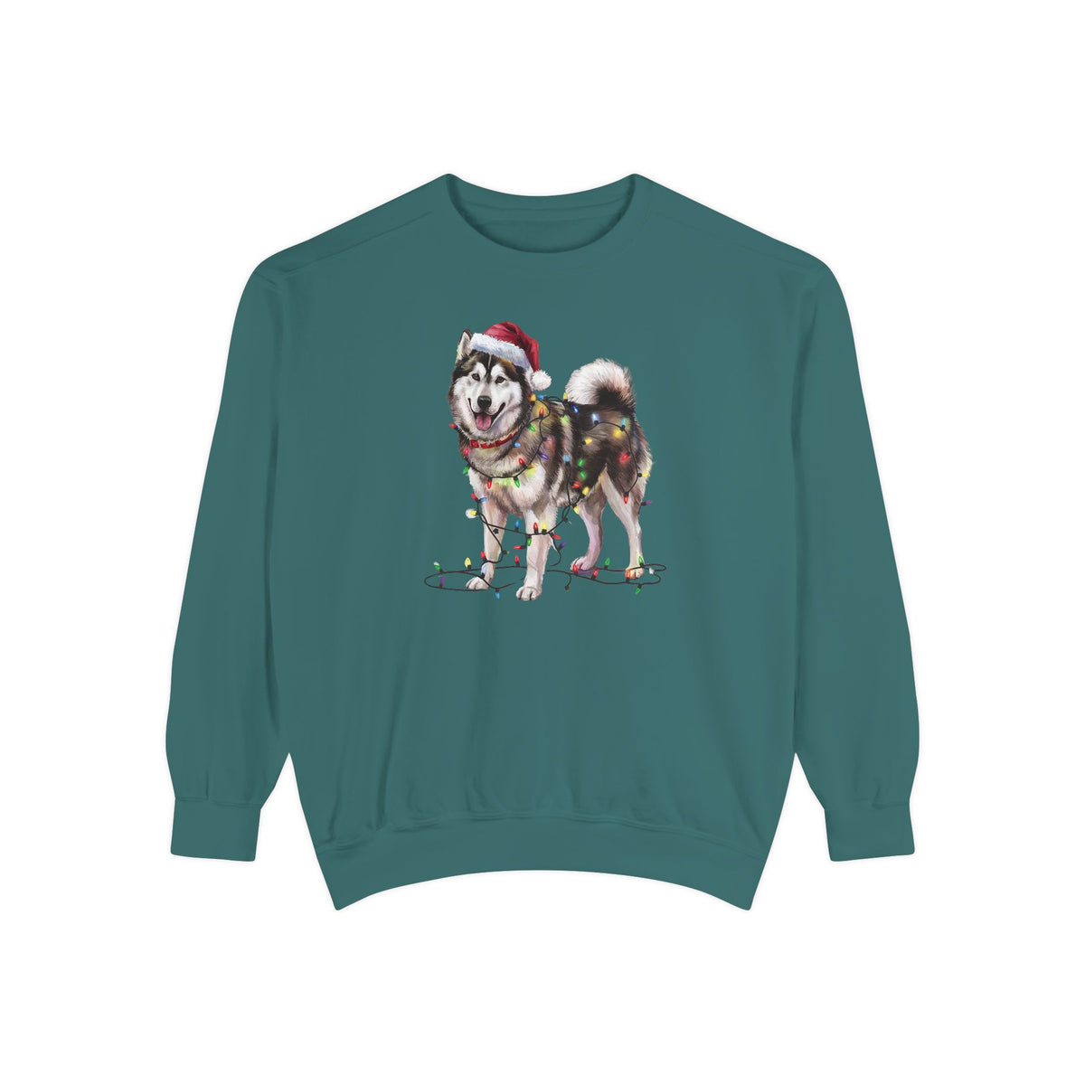 Christmas Alaskan Malamute Sweatshirt, Christmas Lights Dog