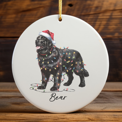 Black Newfoundland Ornament, Personalized Dog Keepsake