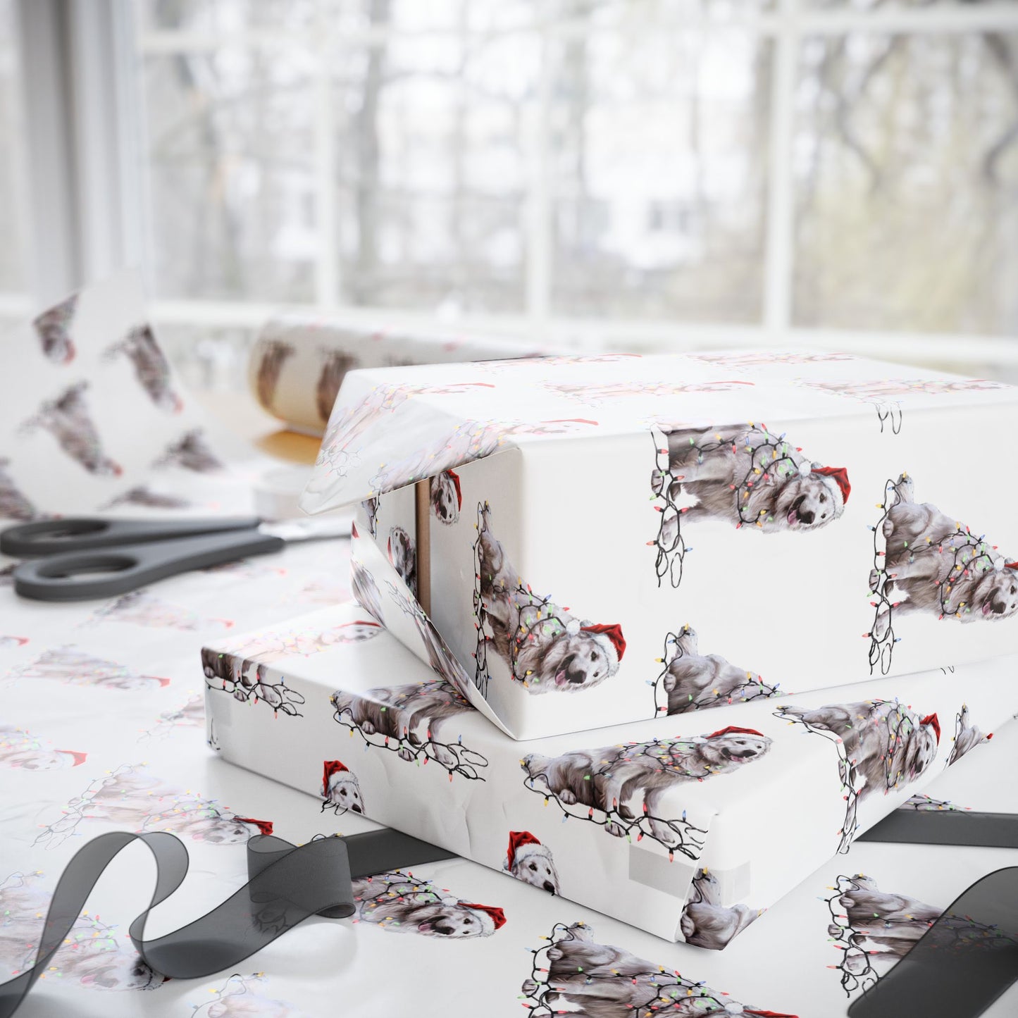 Great Pyrenees Christmas Lights Wrapping Paper