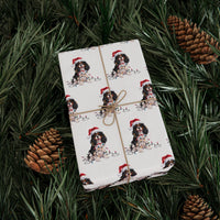 Load image into Gallery viewer, Tri-Color Cavalier King Charles Spaniel Christmas Lights Wrapping Paper