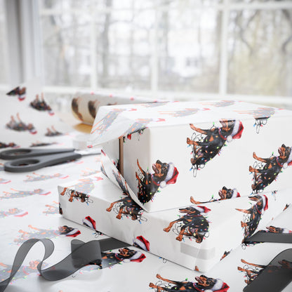 Miniature Pinscher Christmas Lights Wrapping Paper
