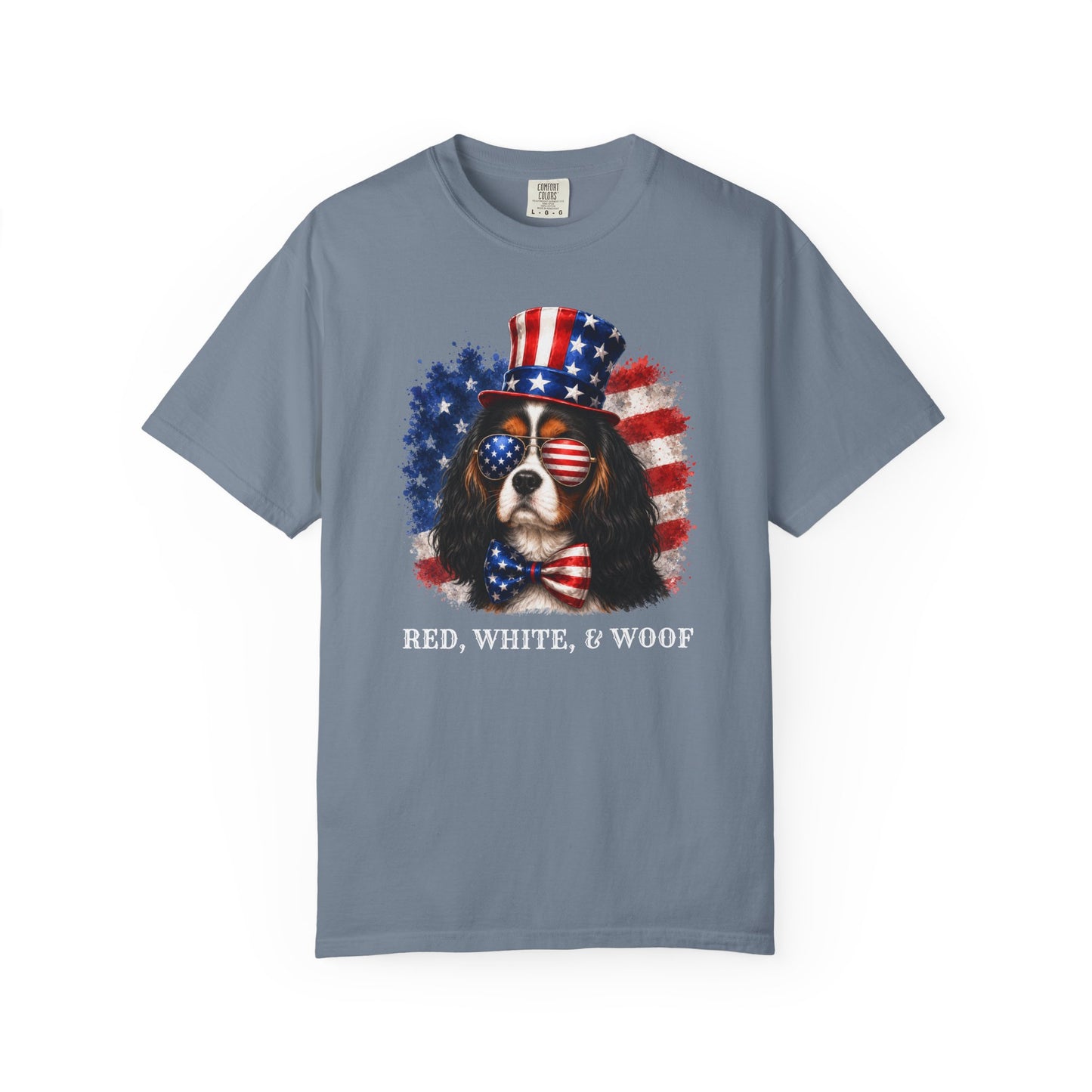 Patriotic Tri Color Cavalier Red White Woof Shirt
