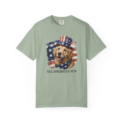 Patriotic Golden Retriever All American Pup Shirt