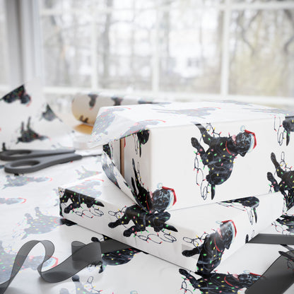 Black Lab Christmas Lights Wrapping Paper