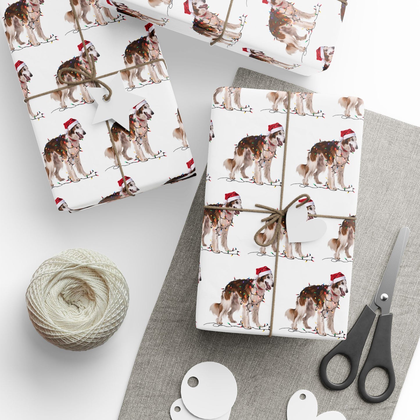 Borzoi Christmas Lights Wrapping Paper