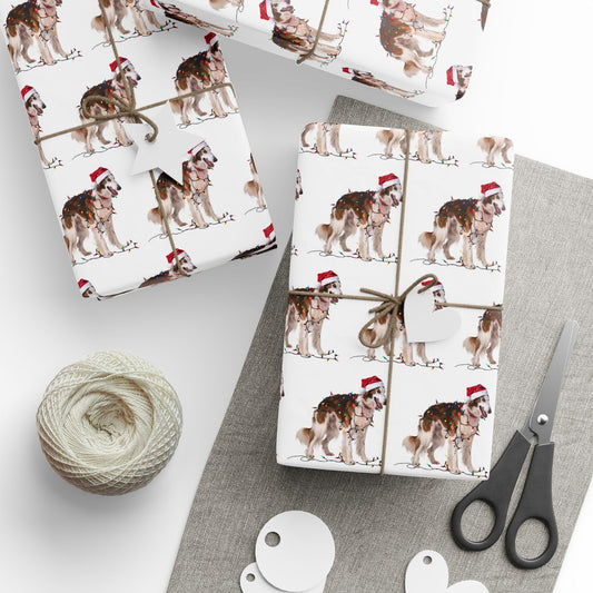 Borzoi Christmas Lights Wrapping Paper