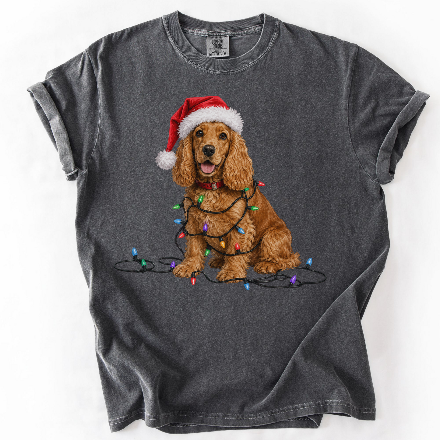 Christmas Cocker Spaniel Shirt, Christmas Lights Dog Shirt