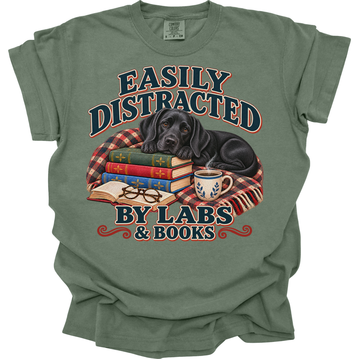 Black Lab Shirt, Easily Distracted by Labs and Books, Labrador Mom Book Lover Tee