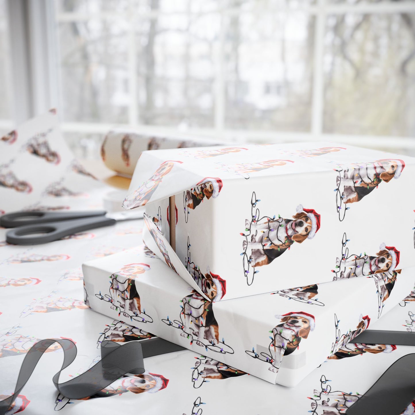 Beagle Christmas Lights Wrapping Paper
