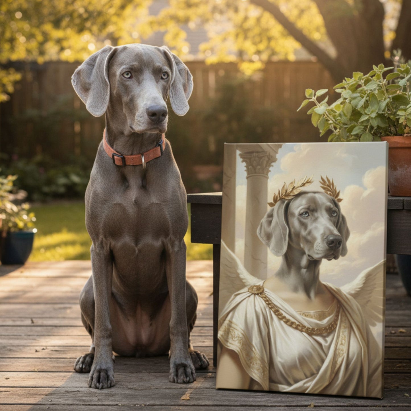 Personalized Dog Portrait, Custom Greek God Pet Canvas Art