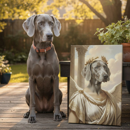 Personalized Dog Portrait, Custom Greek God Pet Canvas Art