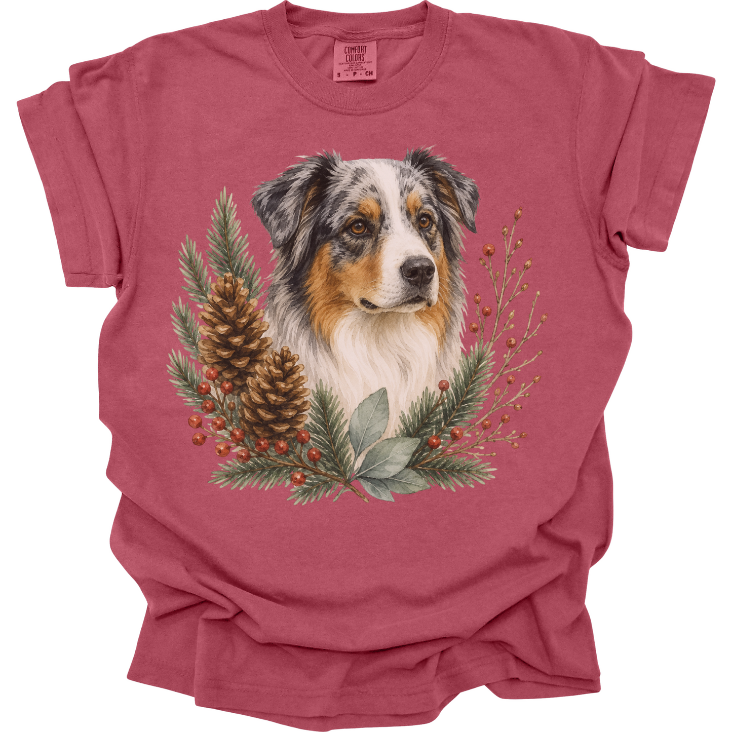 Australian Shepherd Winter Foliage Christmas Shirt