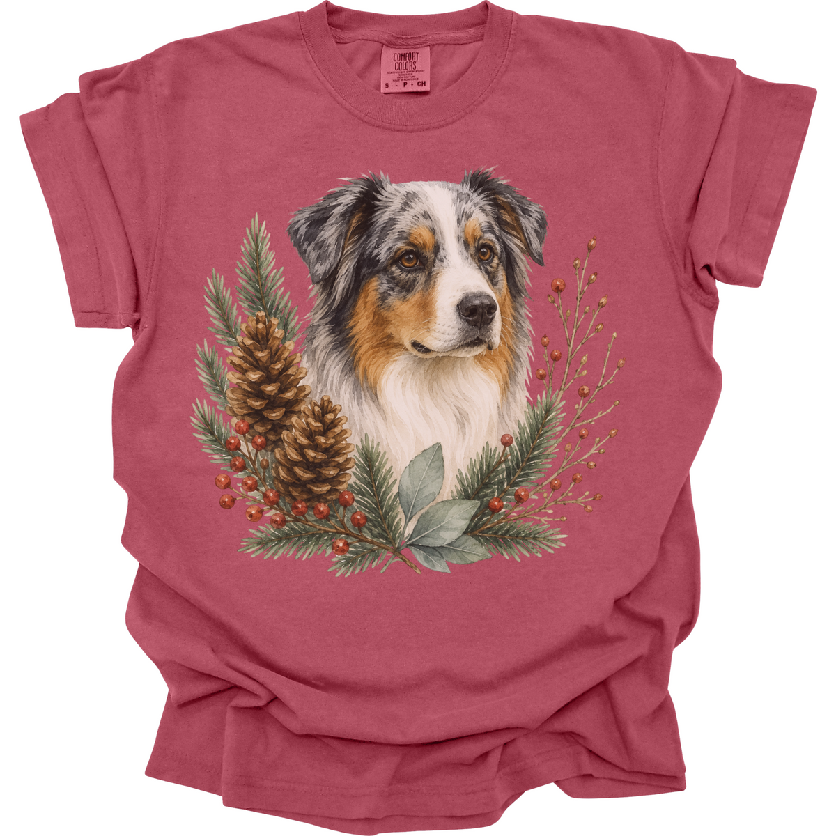 Australian Shepherd Winter Foliage Christmas Shirt