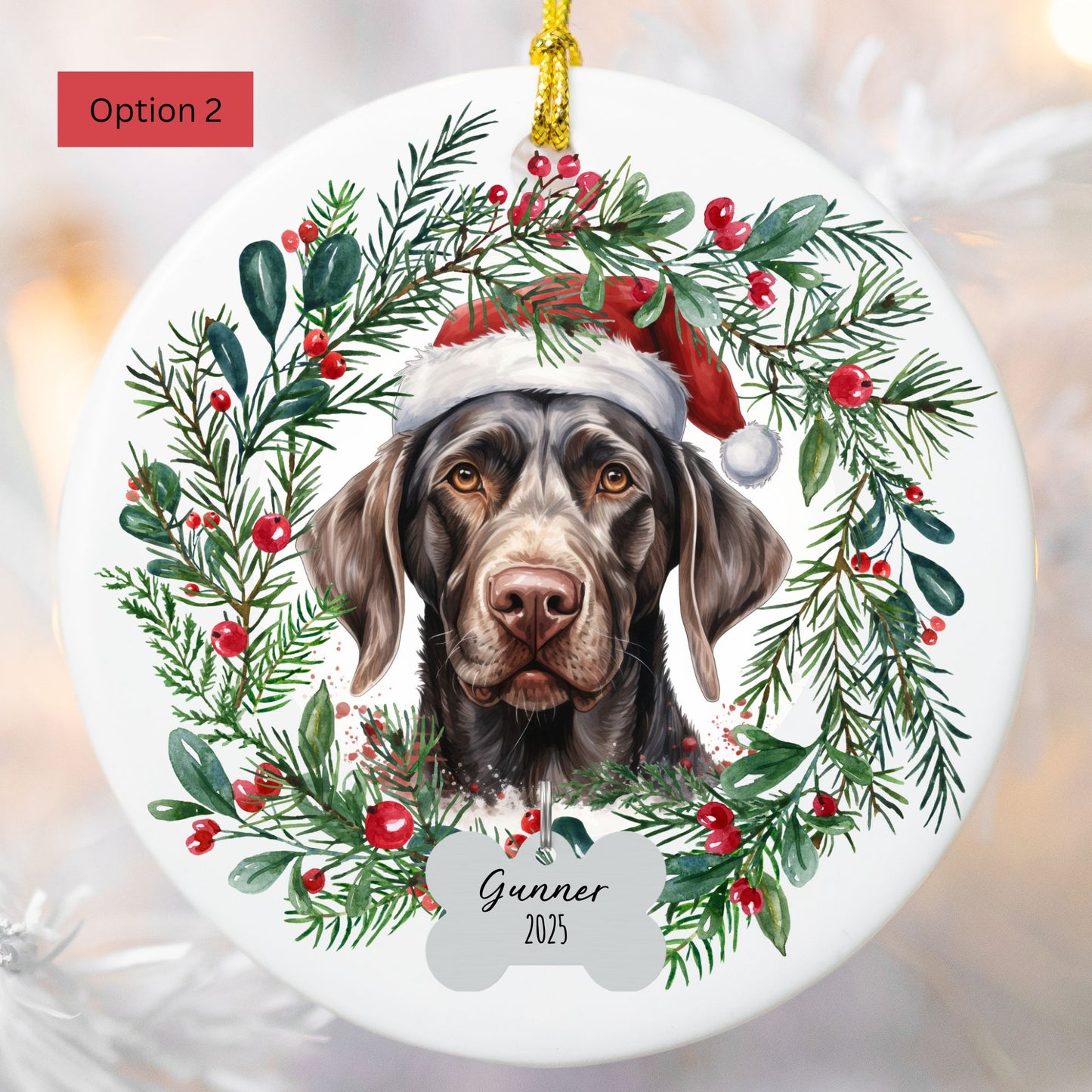 Personalized German Shorthaired Pointer Christmas Ornament