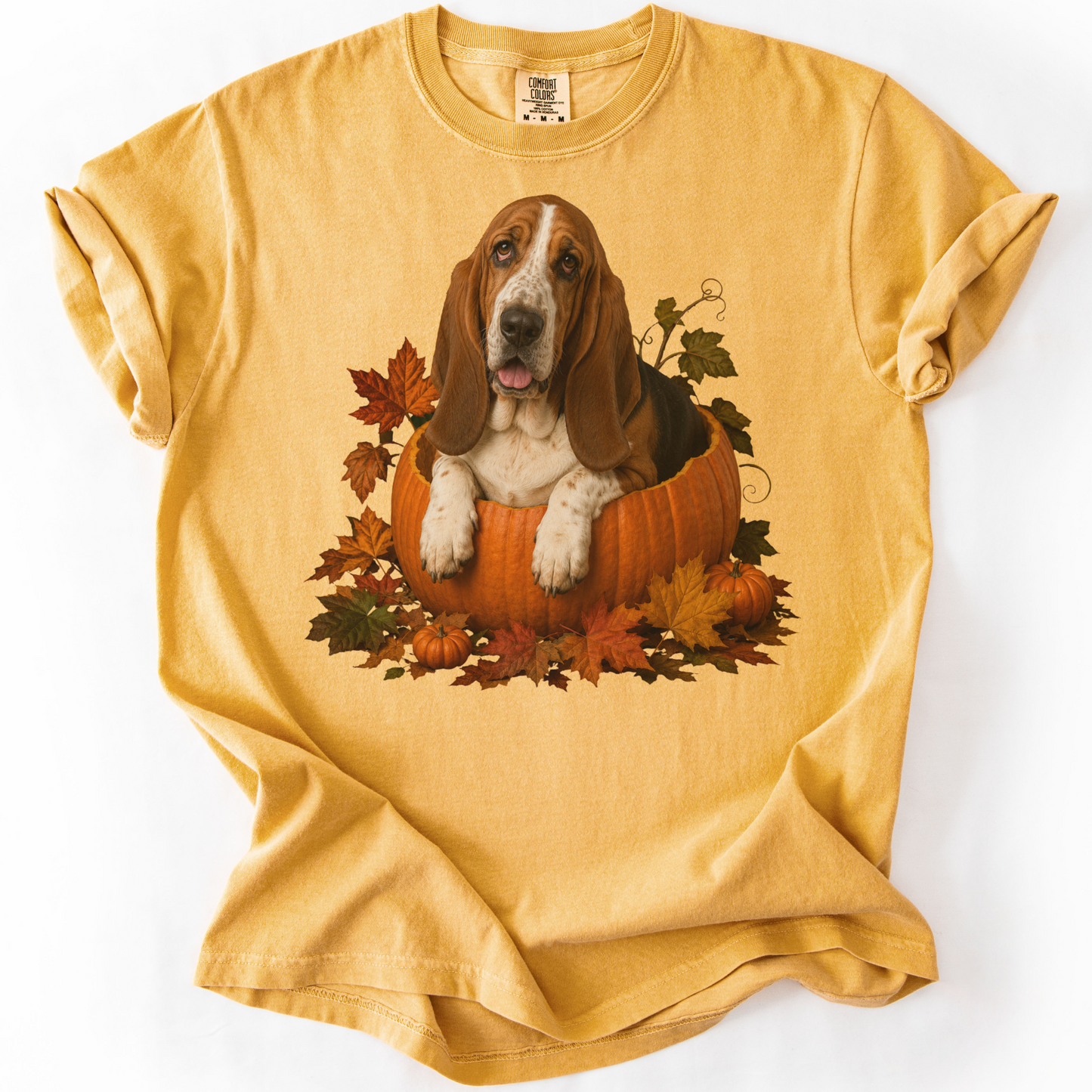 Basset Hound Pumpkin Shirt Fall Dog Lover Autumn Comfort Colors Graphic Tee Gift Apparel