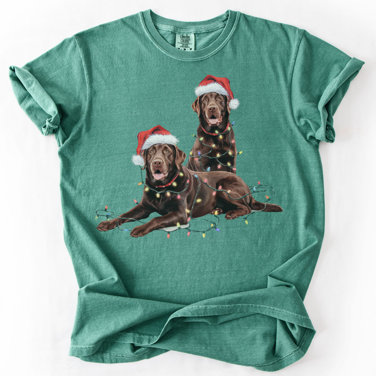 Chocolate Labrador Christmas Shirt, Dog Santa Hat Tee, Festive Holiday Apparel, Gift for Dog Lovers, Labrador Retriever Art