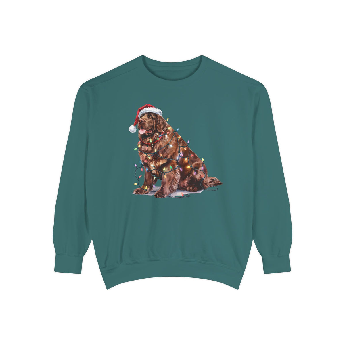 Christmas Brown Newfoundland Sweatshirt, Christmas Lights Dog
