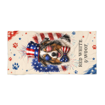 Australian Shepherd Patriotic Beach Towel