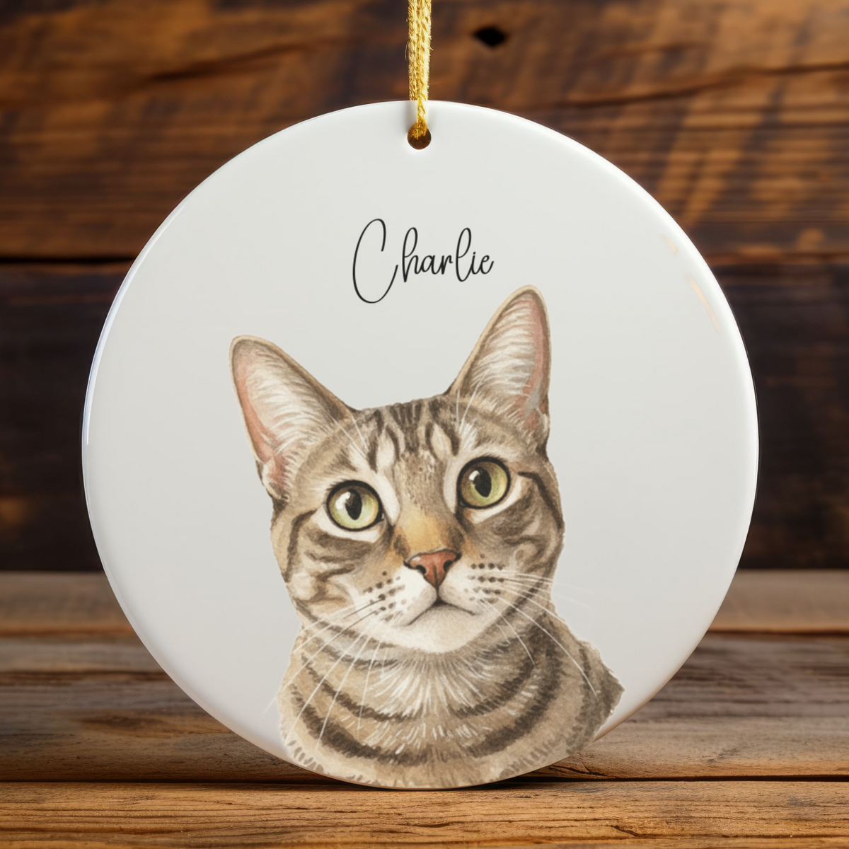 Custom Watercolor Pet Memorial Ornament with Name