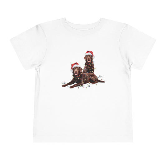 Christmas Chocolate Labrador Toddler Shirt, Lab Tee for Toddlers, Christmas Lights Dog Tee, Christmas Dog, Gift for Dog Lover, Chocolate Lab